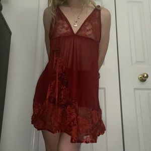 Red lace negligee